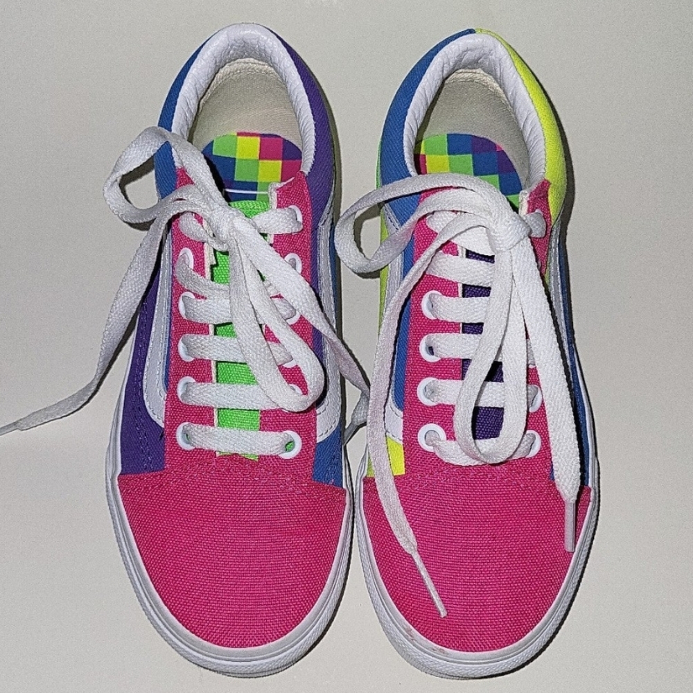 Neon color block old school skater Vans